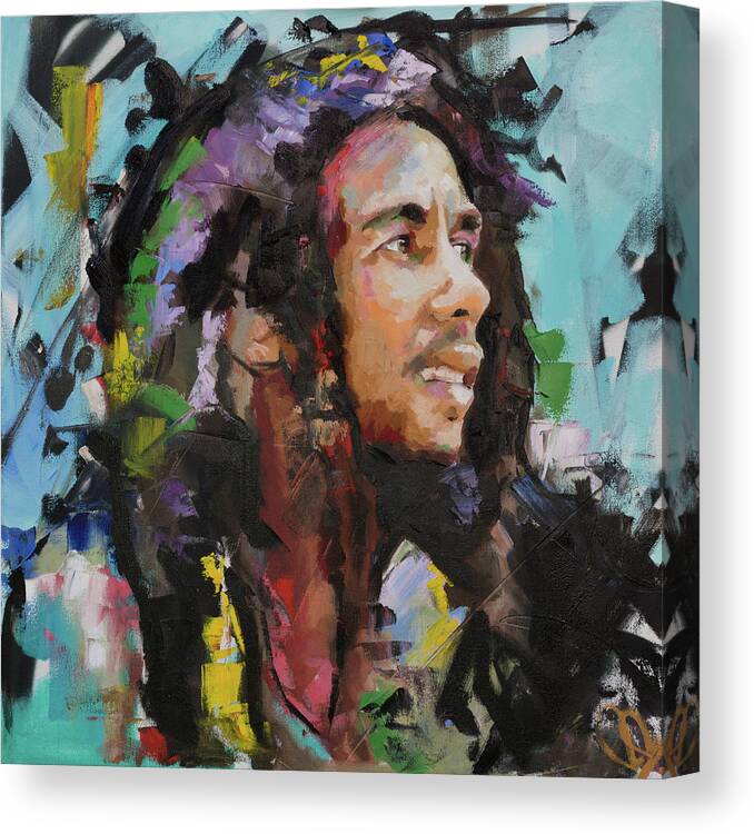 Bob Marley Canvas Print featuring the painting Bob Marley Portrait by Richard Day