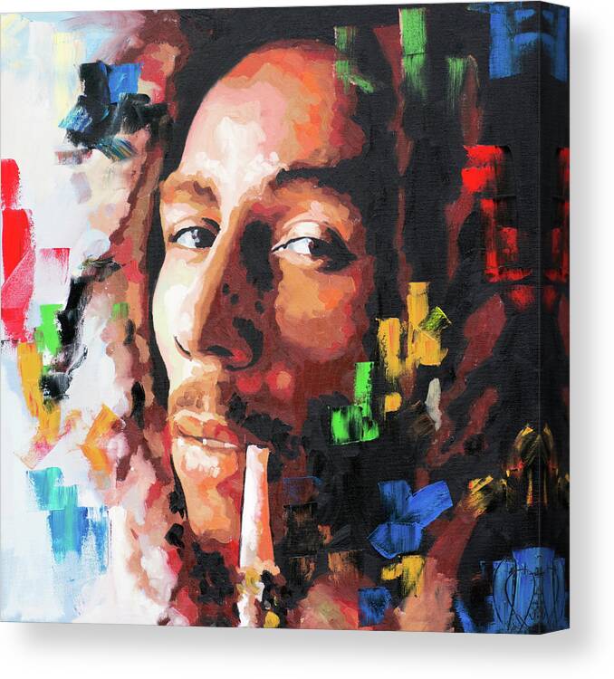 Bob Marley Canvas Print featuring the painting Bob Marly III by Richard Day