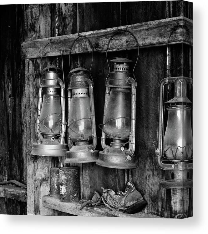 Bodie California Canvas Print featuring the photograph Bodie Lanterns by Tom Singleton