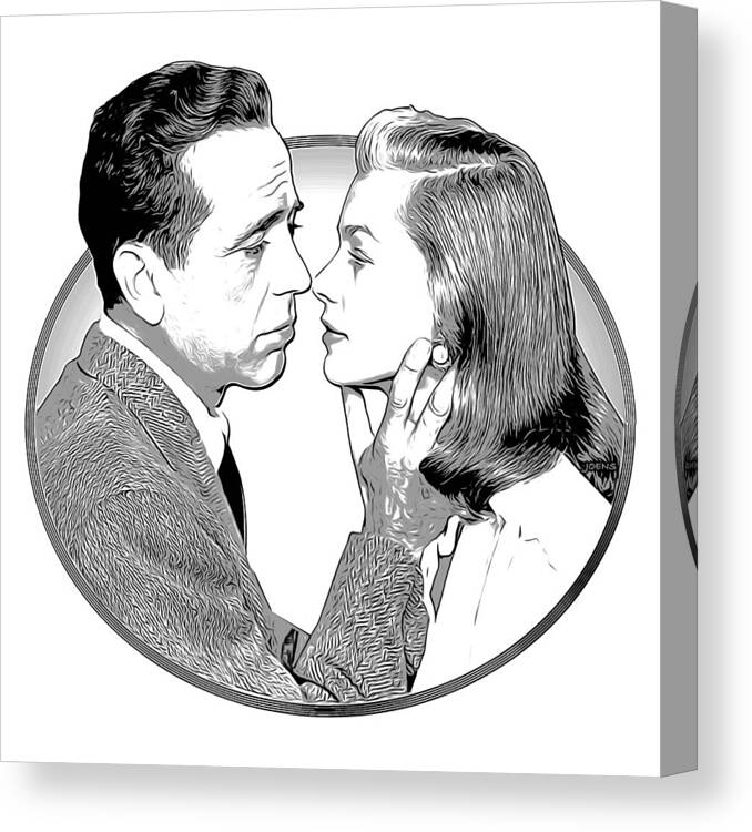 Love Canvas Print featuring the drawing Bogie and Bacall by Greg Joens