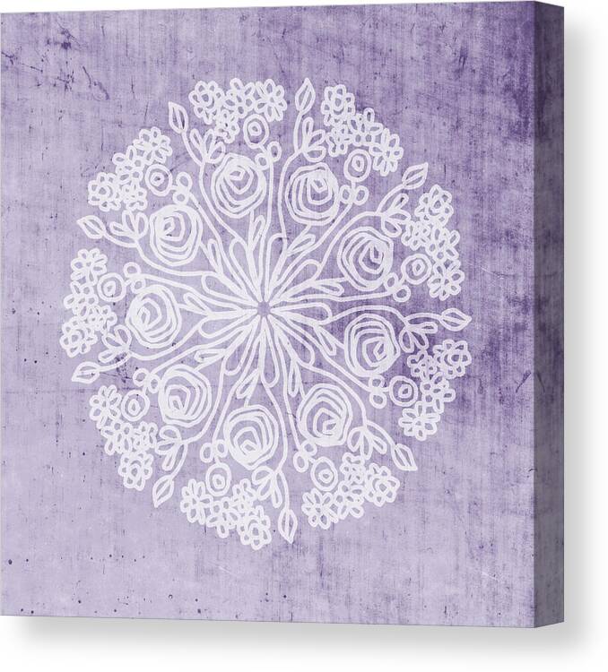 Purple Canvas Print featuring the mixed media Boho Floral Mandala 1- Art by Linda Woods by Linda Woods