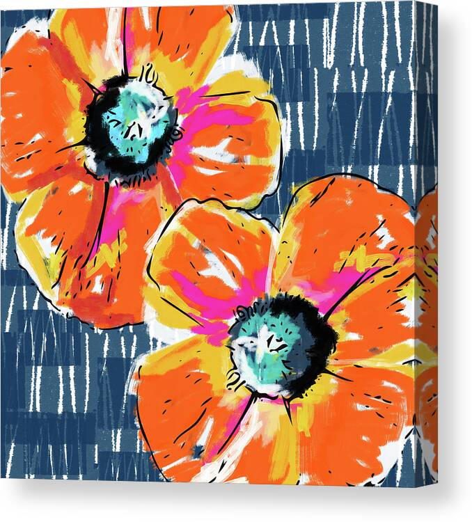 Poppies Canvas Print featuring the mixed media Bold Orange Poppies- Art by Linda Woods by Linda Woods