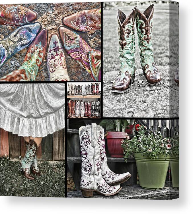 Boot Collage Canvas Print featuring the photograph Boot Collage by Sharon Popek