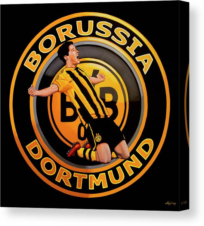 Borussia Dortmund Canvas Print featuring the painting Borussia Dortmund Painting by Paul Meijering