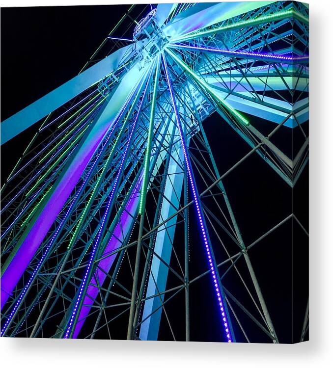 Ferris Wheel Canvas Print featuring the photograph Branson Nightlife Up Close by Michael Oceanofwisdom Bidwell