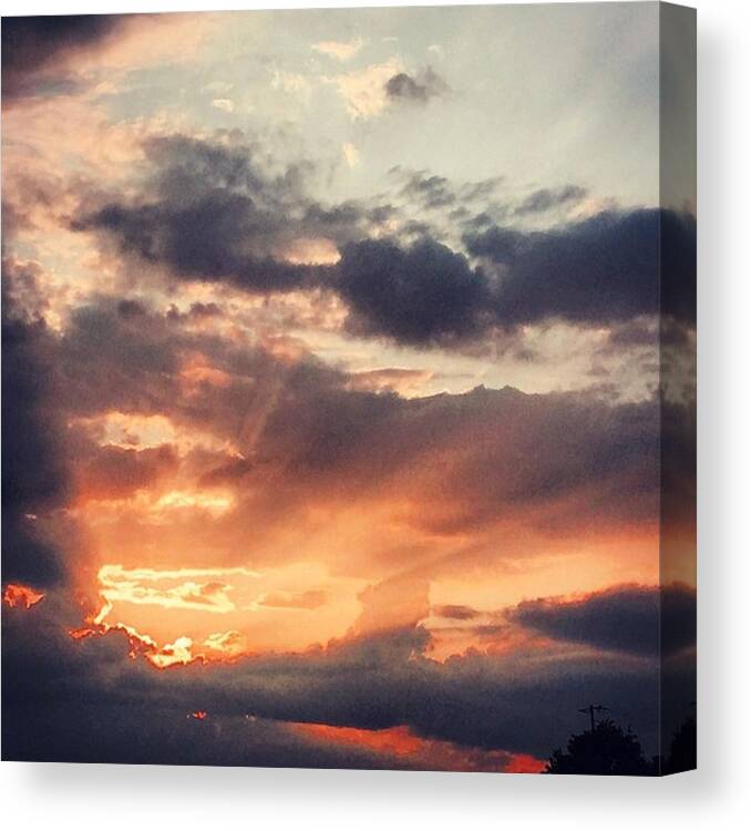 Rays Canvas Print featuring the photograph Breaking Through #light #rays #iphone6 by Joan McCool