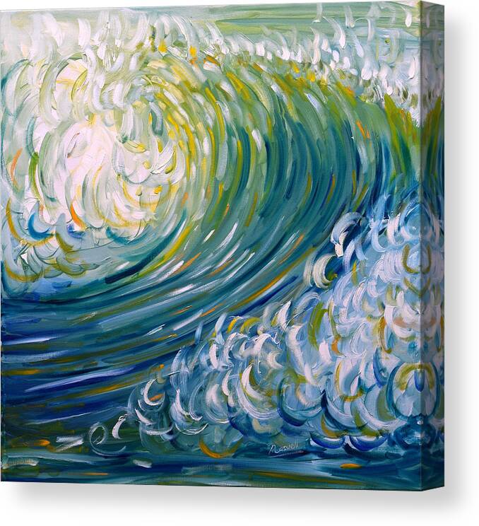 Wave Canvas Print featuring the painting Breaking Wave by Pete Caswell