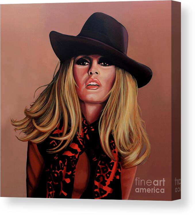 Brigitte Bardot Canvas Print featuring the painting Brigitte Bardot Painting 1 by Paul Meijering