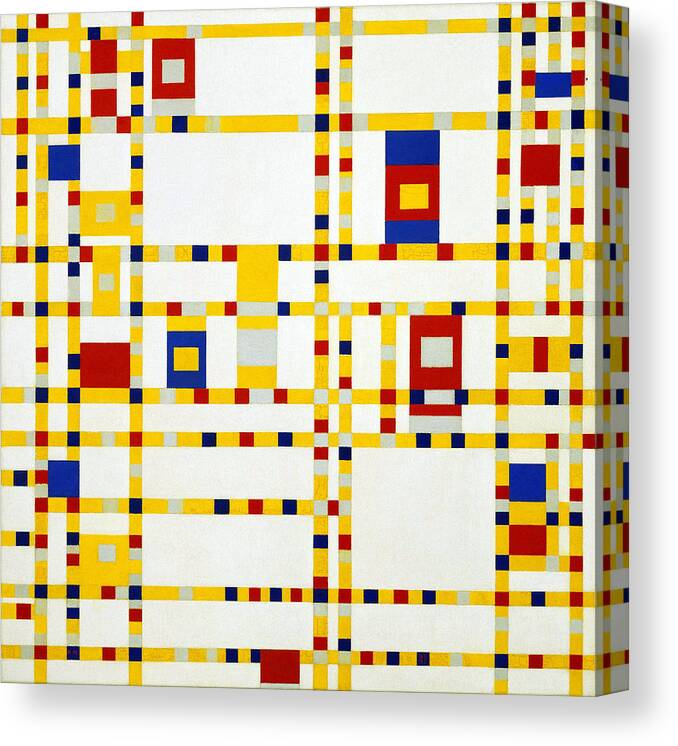 Piet-mondrian Canvas Print featuring the painting Broadway Boogie Woogie by MotionAge Designs