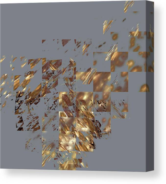 Abstract Canvas Print featuring the digital art Bronze on Gray Square by Menega Sabidussi