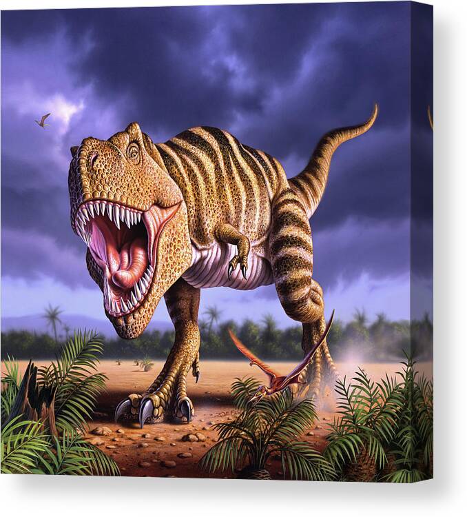 Dinosaur Canvas Print featuring the digital art Brown Rex by Jerry LoFaro