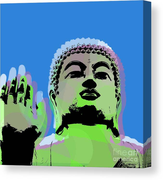 Buddha Canvas Print featuring the digital art Buddha Warhol style by Jean luc Comperat