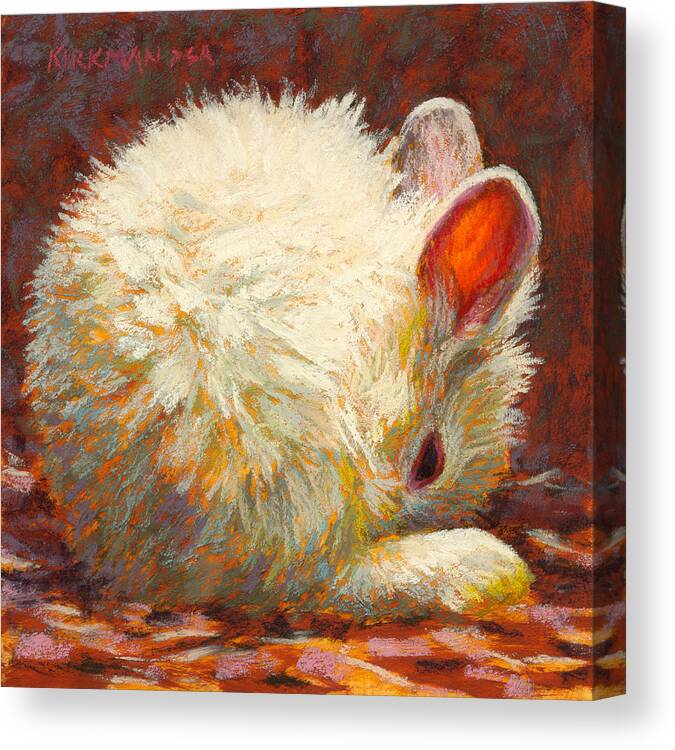 Rabbit Canvas Print featuring the pastel Bun by Rita Kirkman
