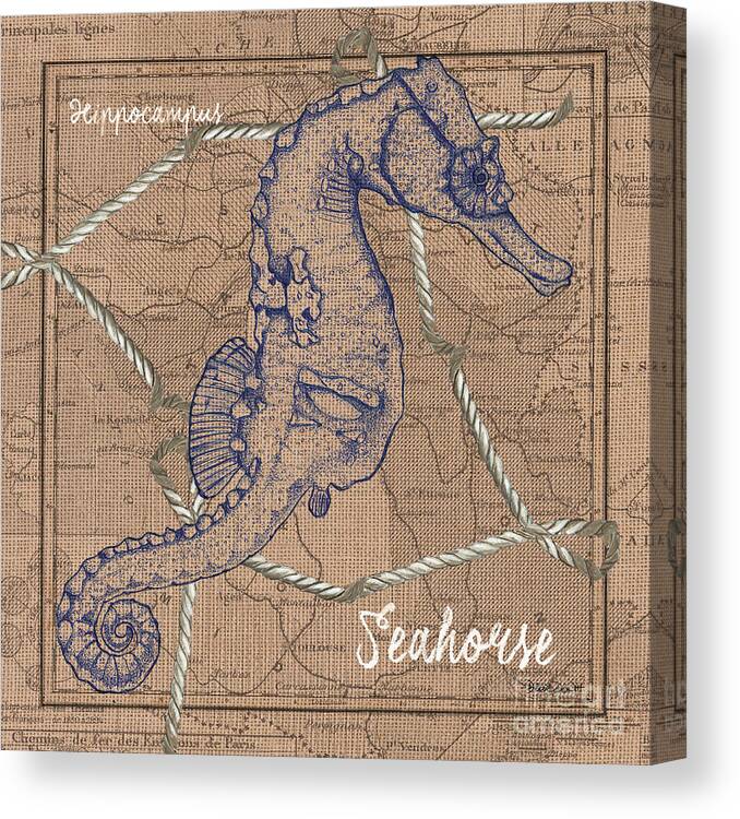 Seahorse Canvas Print featuring the painting Burlap Seahorse by Debbie DeWitt