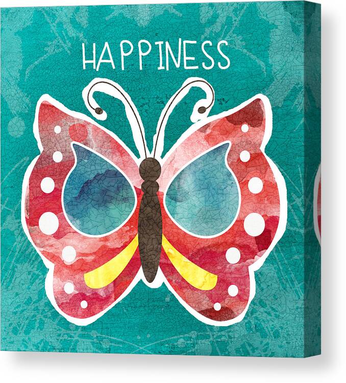 Boho Canvas Print featuring the painting Butterfly Happiness by Linda Woods