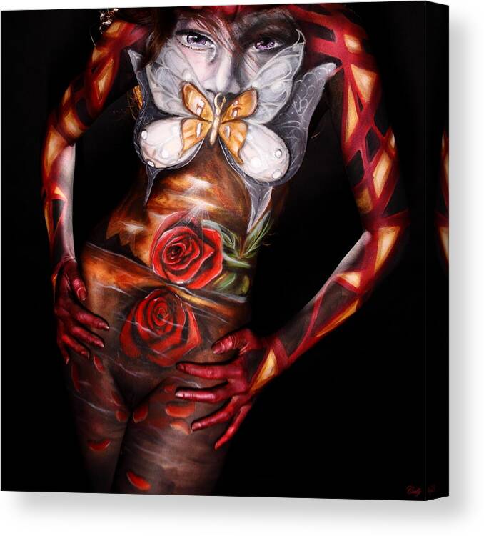 Body Paint Canvas Print featuring the photograph Butterfly Kisses by Cully Firmin