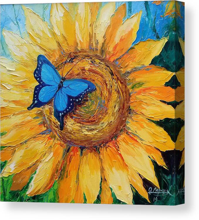 Butterfly On Sunflower Canvas Print Canvas Art By Olha Darchuk