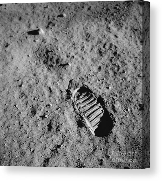 Nasa Canvas Print featuring the photograph Buzz Aldrins Moon Footprint by Nasa