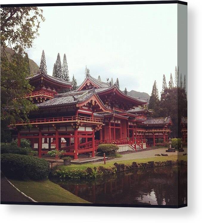 Byodo-in Temple Canvas Print featuring the photograph Byodo-in Temple by Emily B