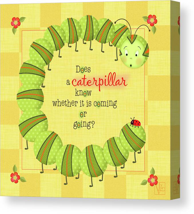 Letter Canvas Print featuring the digital art C is for Caterpillar by Valerie Drake Lesiak