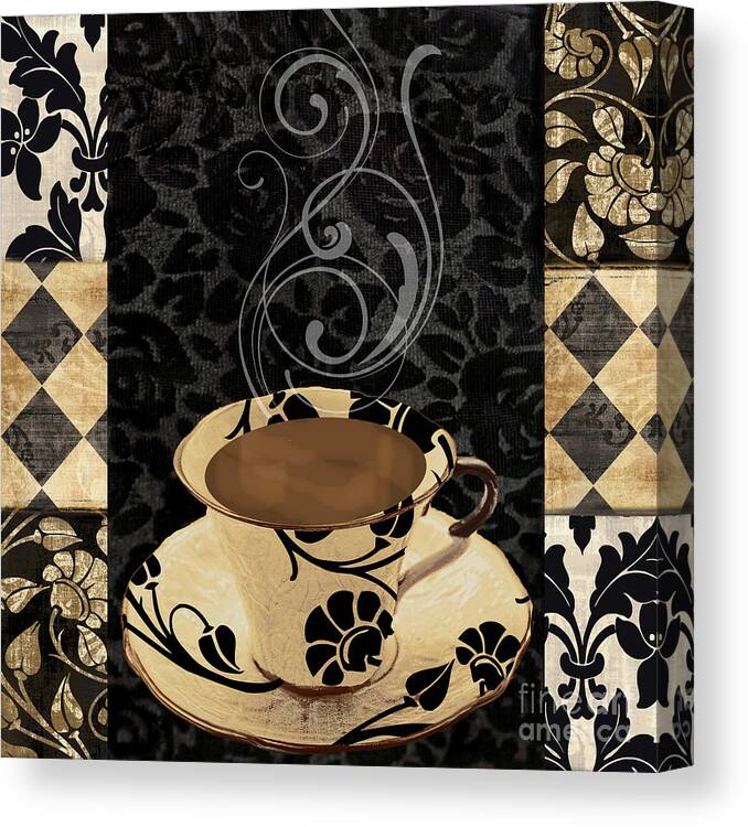 Coffee Canvas Print featuring the painting Cafe Noir III by Mindy Sommers