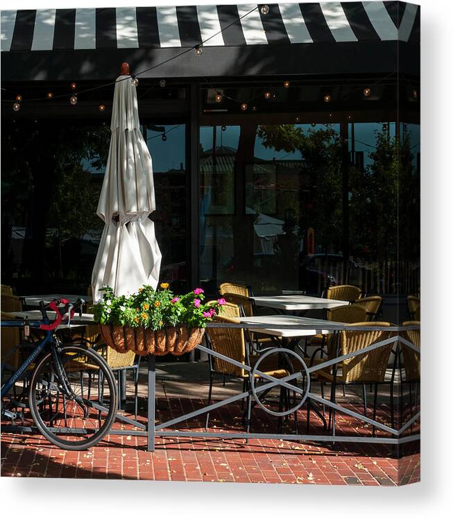 City Canvas Print featuring the photograph Cafe Umbrella 3105 by Ginger Stein