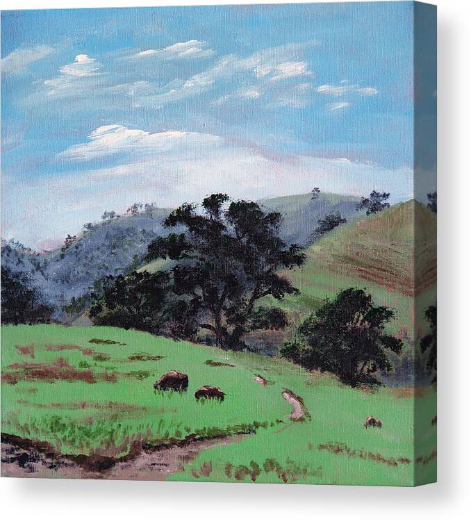 Sky Canvas Print featuring the painting California Spring by Masha Batkova