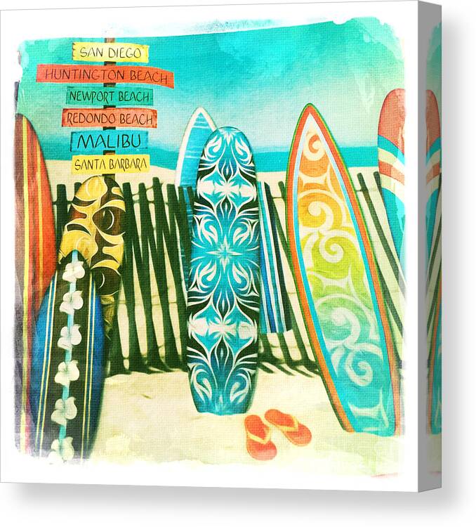 California Surfboards Canvas Print featuring the photograph California Surfboards by Nina Prommer