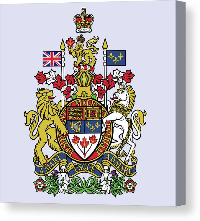 Canada Canvas Print featuring the drawing Canada Coat of Arms by Movie Poster Prints