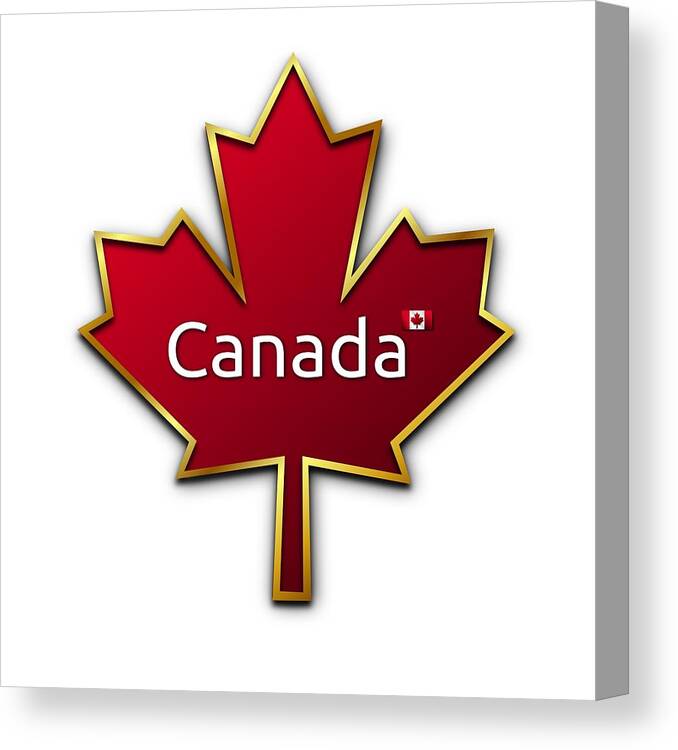 Canada Canvas Print featuring the digital art Canada Red Leaf by Movie Poster Prints