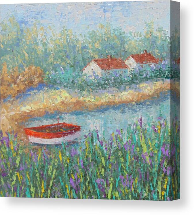 Provence Canvas Print featuring the painting Canal du Midi Provence by Frederic Payet