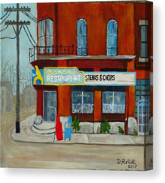 Acrylic Canvas Print featuring the painting Canary Restaurant by Diane Arlitt