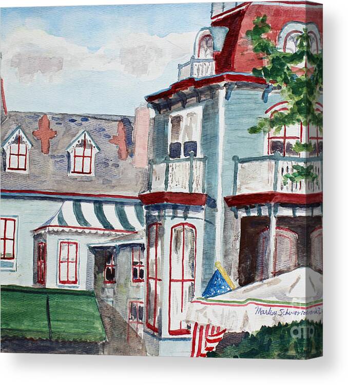 Cape May Canvas Print featuring the painting Cape May Victorian by Marlene Schwartz Massey