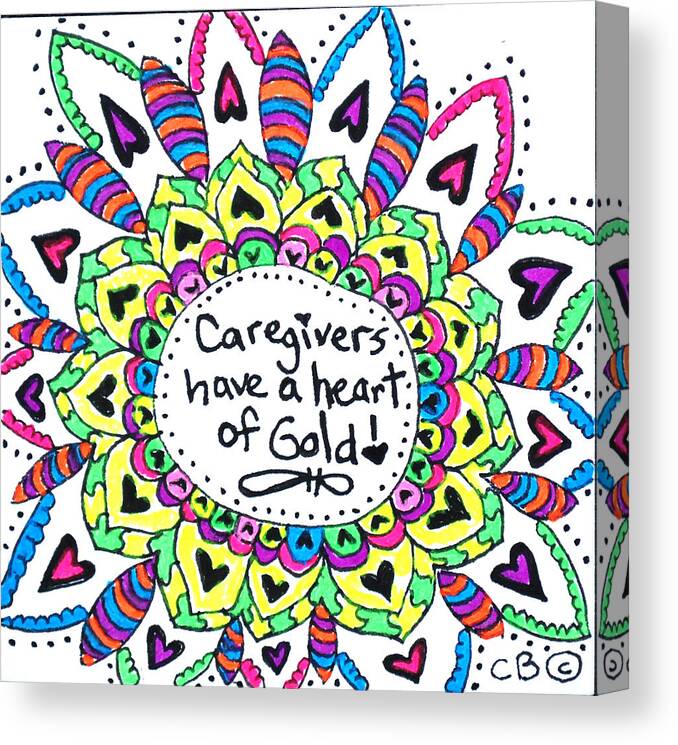Caregiver Canvas Print featuring the drawing Caregiver Flower by Carole Brecht