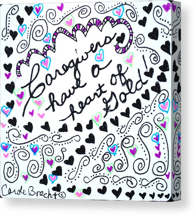 Caregiver Canvas Print featuring the drawing Caregiver Hearts by Carole Brecht