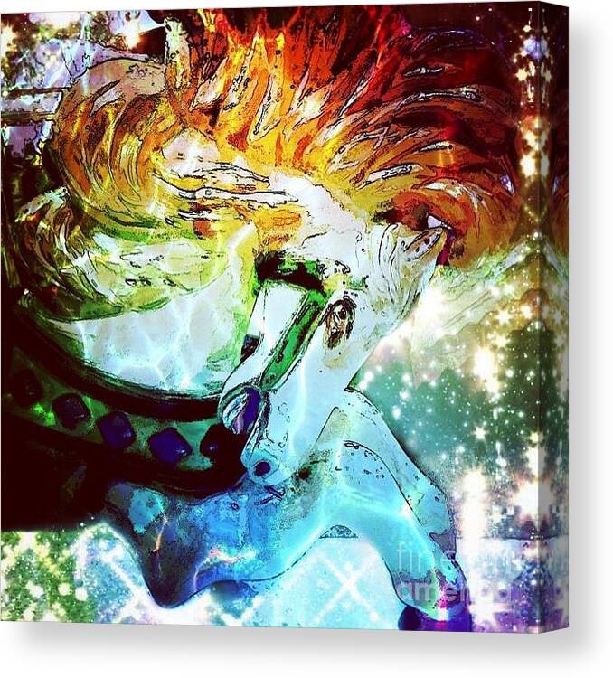 Carousel Horse Canvas Print featuring the digital art Carousel Fire by Patty Vicknair