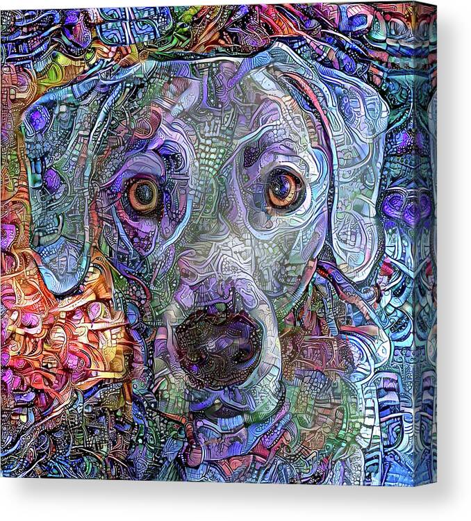 Lacy Dog Canvas Print featuring the mixed media Cash the Blue Lacy Dog Closeup by Peggy Collins