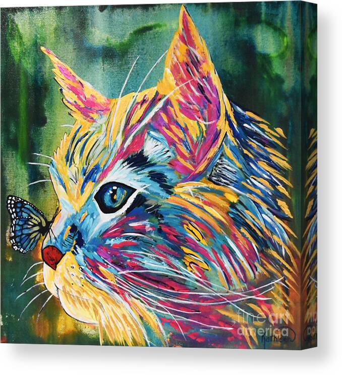 Cat Love Canvas Print featuring the painting Cat Love by Kathleen Artist PRO