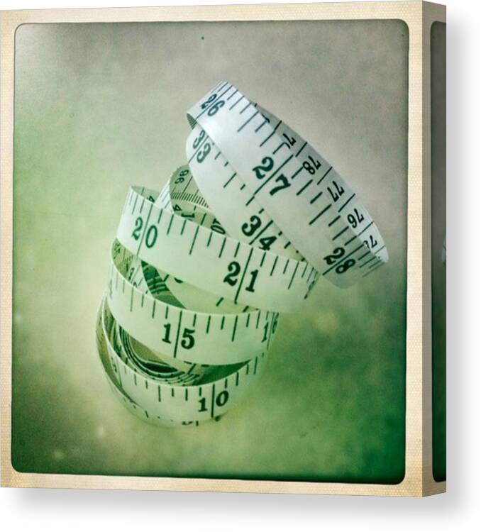 Measuring Tape Canvas Print featuring the photograph Measuring Tape Still Life by Kelly Roberts