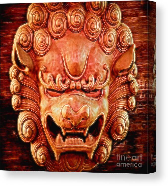 Asian Canvas Print featuring the digital art Celestial Guardian by Ray Shiu