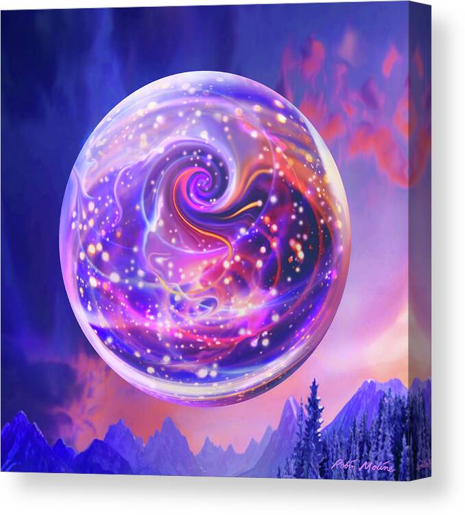 Celestial Canvas Print featuring the digital art Celestial Snow Globe by Robin Moline