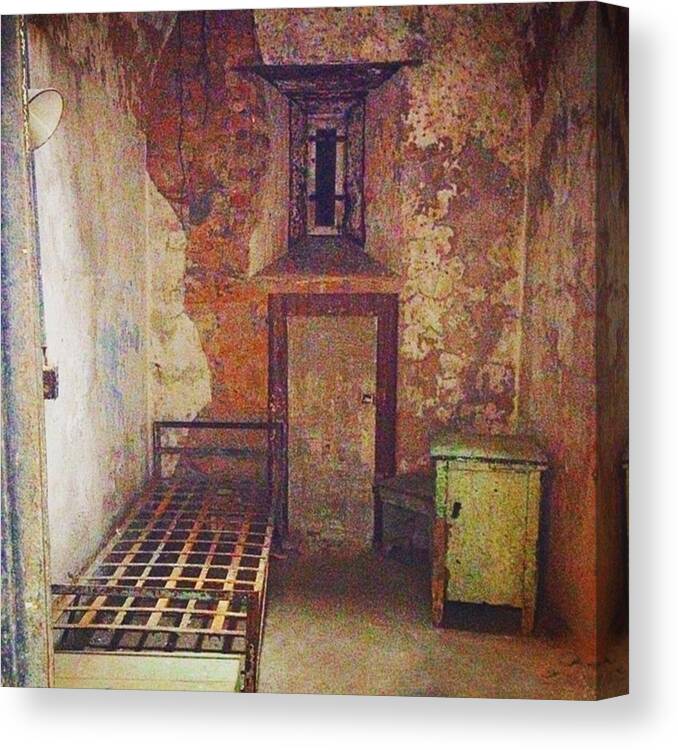 Penitentiary Canvas Print featuring the photograph Cell at eastern State Penitentiary by Sharon Halteman
