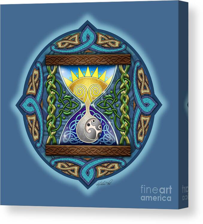 Artoffoxvox Canvas Print featuring the mixed media Celtic Sun Moon Hourglass by Kristen Fox