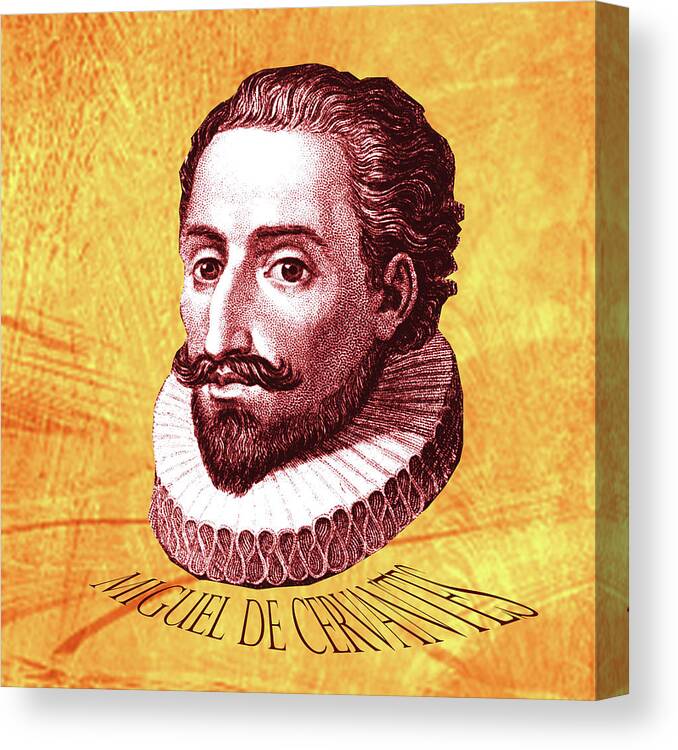 Miguel De Cervantes Canvas Print featuring the digital art Cervantes by Asok Mukhopadhyay