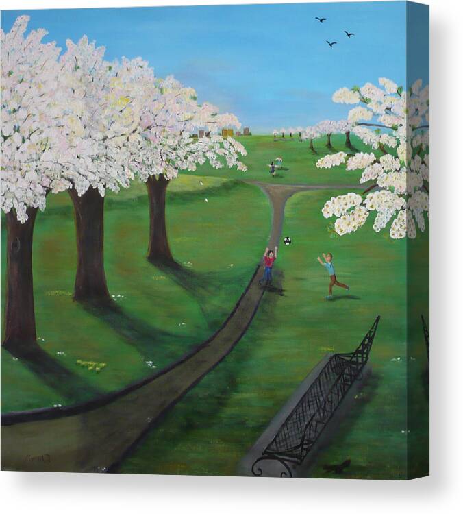 Cherry Blossoms Canvas Print featuring the painting Cherry Blossoms by Monika Shepherdson