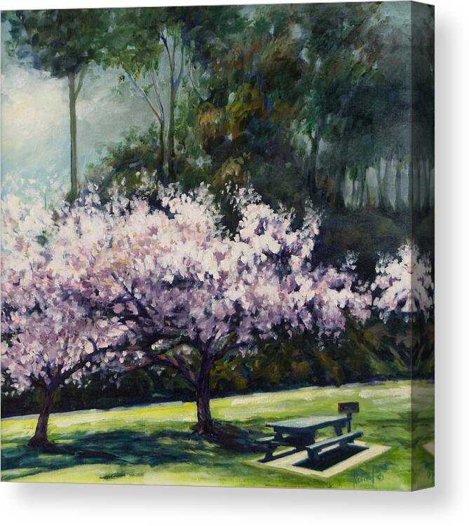 Trees Canvas Print featuring the painting Cherry blossoms by Rick Nederlof