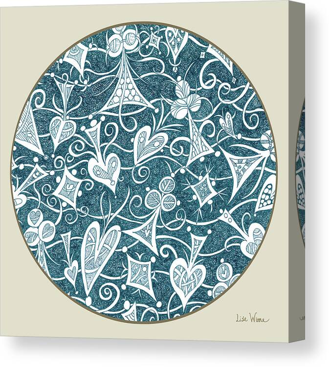 Spades Canvas Print featuring the drawing Chess and Card Games button by Lise Winne