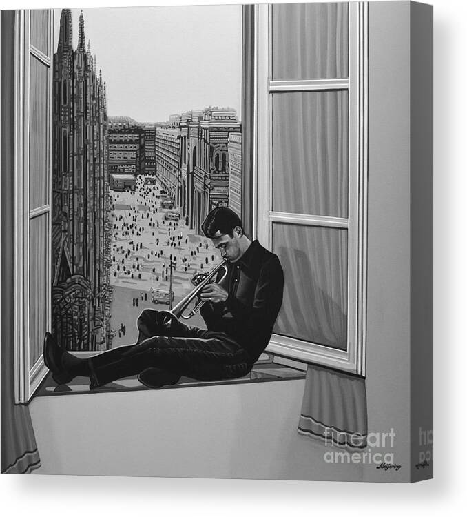 Chet Baker Canvas Print featuring the painting Chet Baker by Paul Meijering