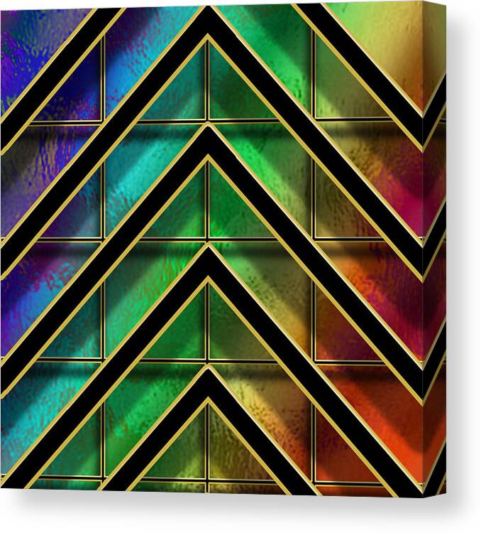 Chevrons And Squares On Glass Canvas Print featuring the digital art Chevrons and Squares on Glass by Chuck Staley