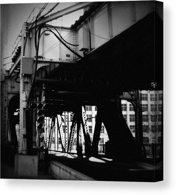 Chicago Canvas Print featuring the photograph Chicago L Bridge by Kyle Hanson
